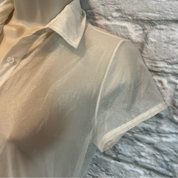 AA Cali Sun & Fun Shiny Mesh Button Up Dress Size XS/S - Picture 5 of 14